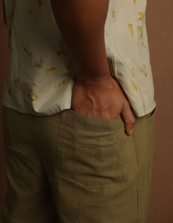 Reepeat - Olive green ankle-length trouser