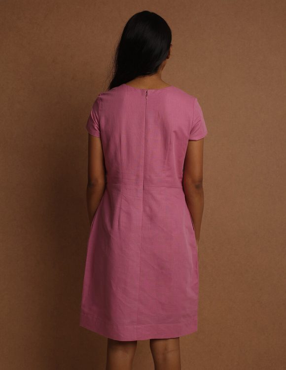 Reepeat - Cherry Pink Cotton Hemp Bodycon Dress
