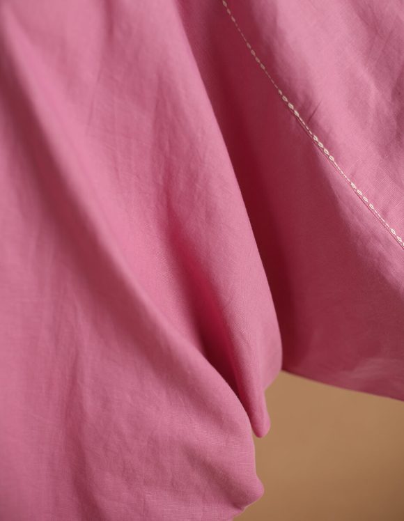 Reepeat - Cotton Hemp Cherry pink dolman sleeved shirt