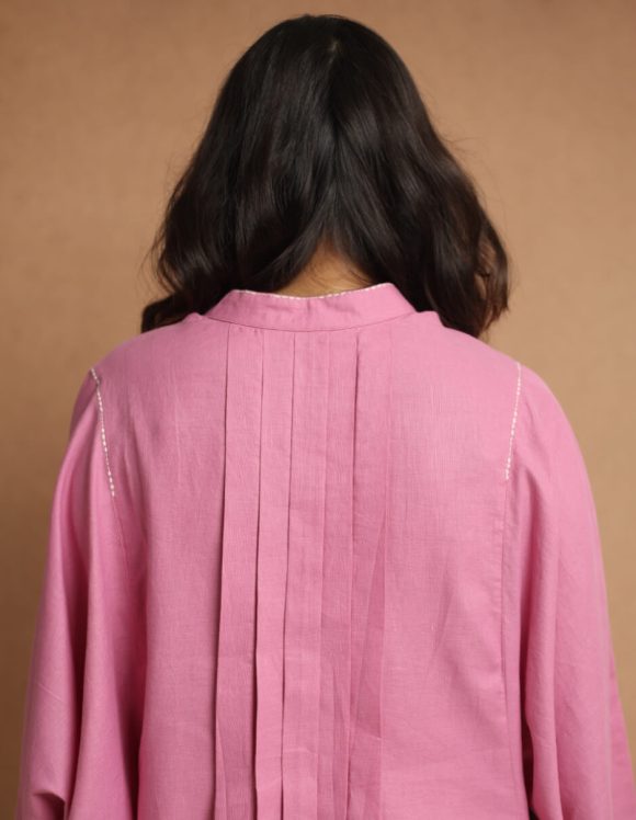Reepeat - Cotton Hemp Cherry pink dolman sleeved shirt