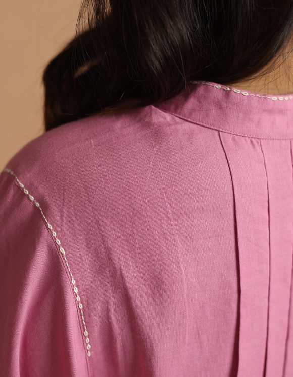 Reepeat - Cotton Hemp Cherry pink dolman sleeved shirt