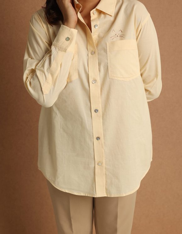 Reepeat - Cotton buttercup collared full-sleeve shirt