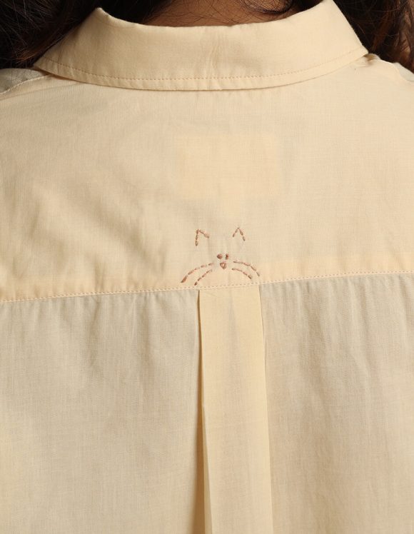 Reepeat - Cotton buttercup collared full-sleeve shirt