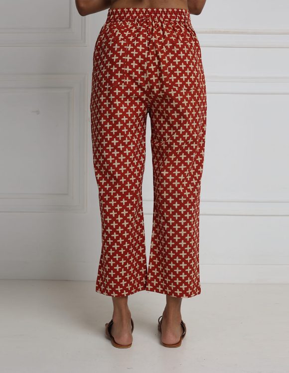 Reepeat - Cotton hand block printed ankle-length trouser (3) Reepeat - Cotton hand block printed ankle-length trouser
