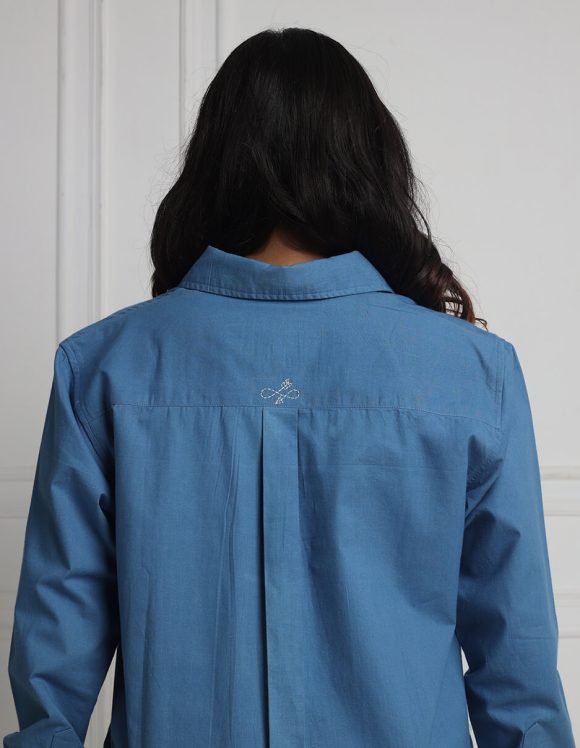 Reepeat - Cotton indigo full sleeve boyfriend shirt