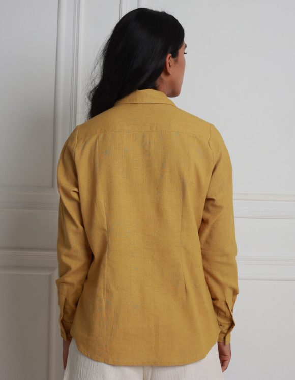 Reepeat - Cutch brown V-neck Collared full sleeve shirt