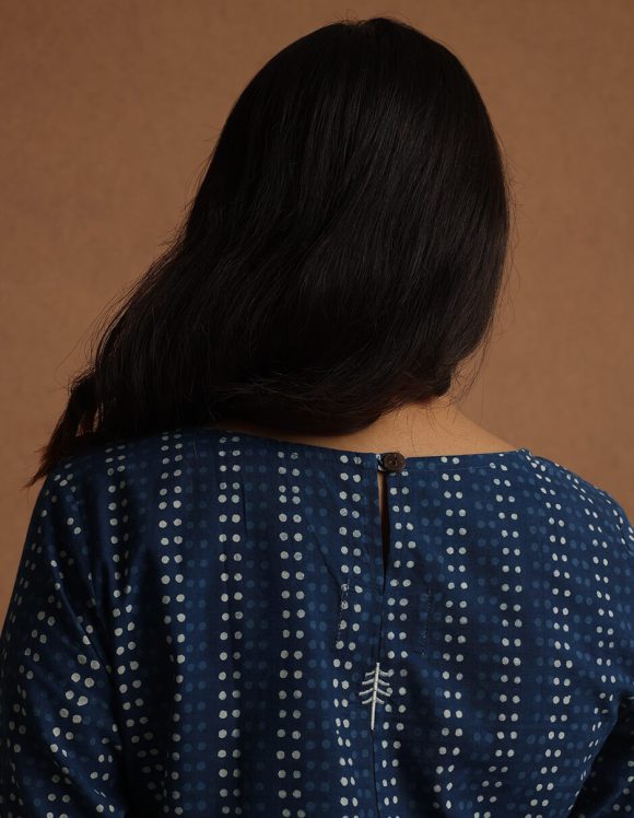 Reepeat - Indigo Cotton Hand Block Printed Antifit Kurta (1) Reepeat - Indigo Cotton Hand Block Printed Antifit Kurta