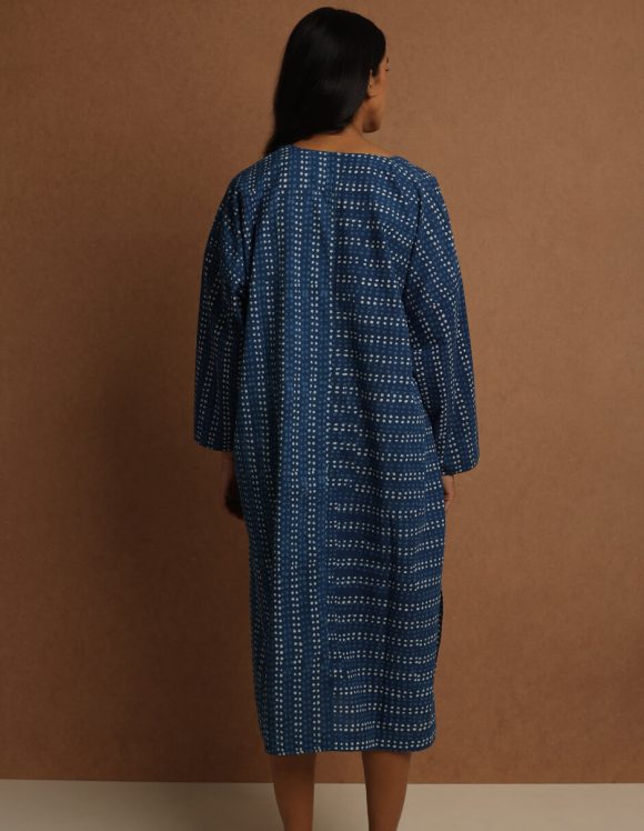 Reepeat - Indigo Cotton Hand Block Printed Antifit Kurta (5) Reepeat - Indigo Cotton Hand Block Printed Antifit Kurta