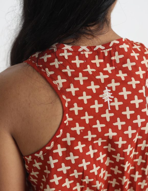 Reepeat - Iron earth Hand block printed jump suit with Razor back