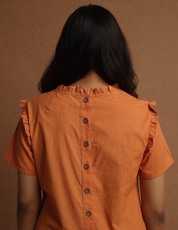 Reepeat - Ruffled neck short sleeves top (4) Reepeat - Ruffled neck short sleeves top