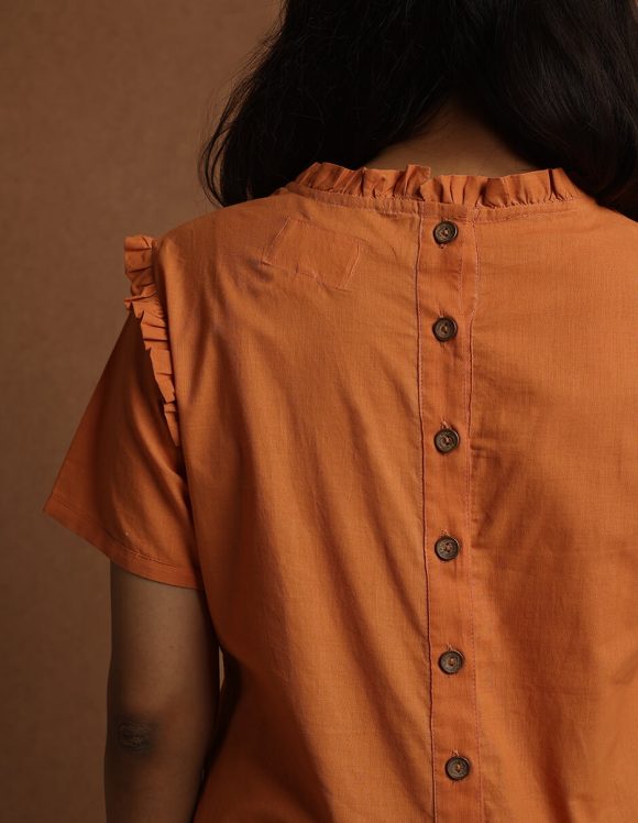 Reepeat - Ruffled neck short sleeves top (5) Reepeat - Ruffled neck short sleeves top