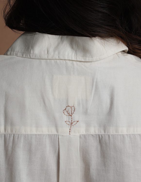 Reepeat - Sun white cotton full sleeved boy friend shirt