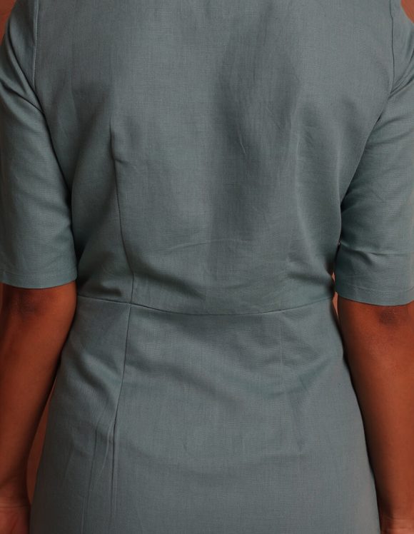 Reepeat - Teal Cotton Hemp Midi Dress